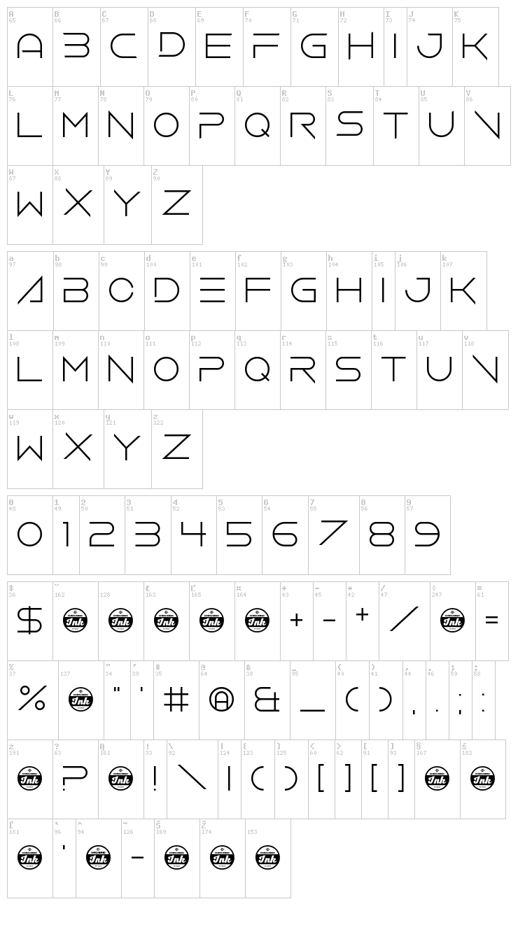 Vermin Vibes 4 Helium font map